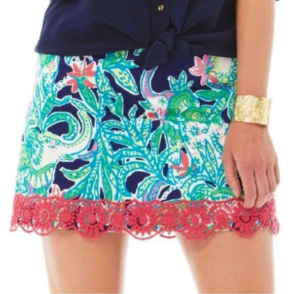Lilly Pulitzer Tate Mini Skirt in Bright Navy & Pink Trunk Show Women’s Size 8 - Picture 4 of 12